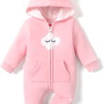 koramesis Adorable Baby Girl Romper Fall Warm Cartoon Bodysuit Clothes Long Sleeve Cartoon Hooded Fleece Romper Jumpsuit